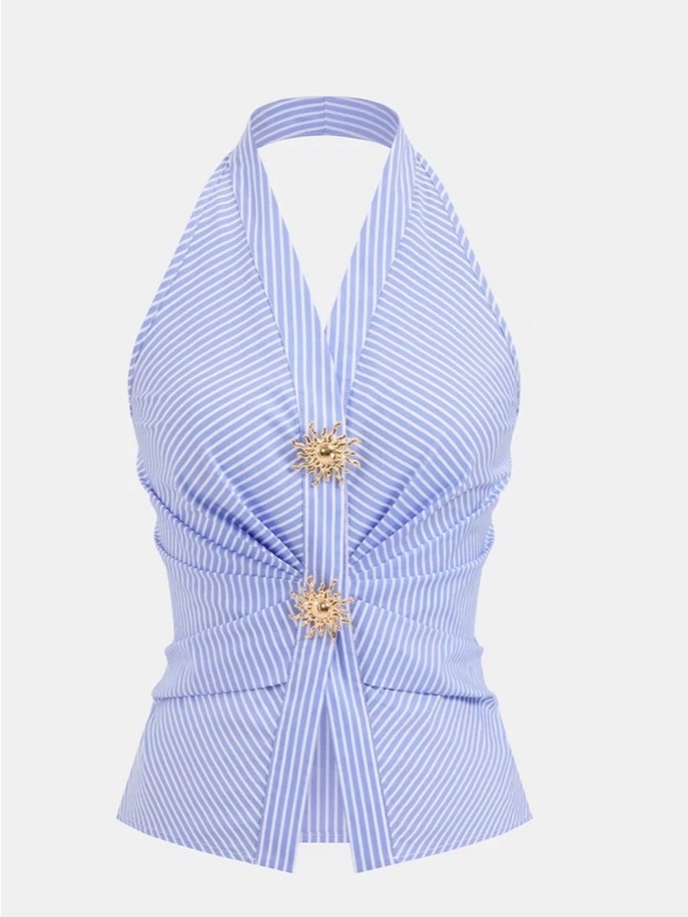 Commense Cotton Blend Striped Halter Top